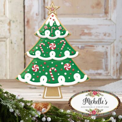 12" Metal Embossed Hanger: Peppermint Cookie Tree Image 3