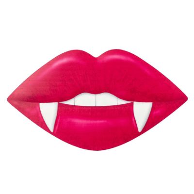 12" Metal Embossed Hanger: Vampire Lips Hot Pink Image 1