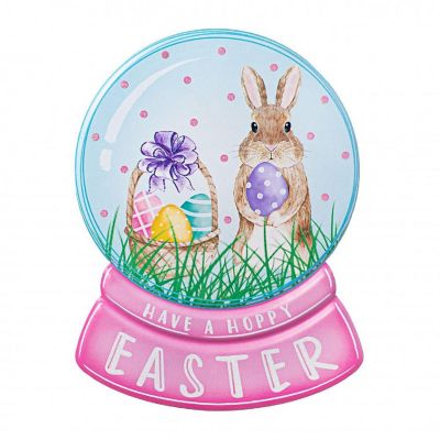 12" Metal Embossed Sign: Easter Snow Globe Image 1