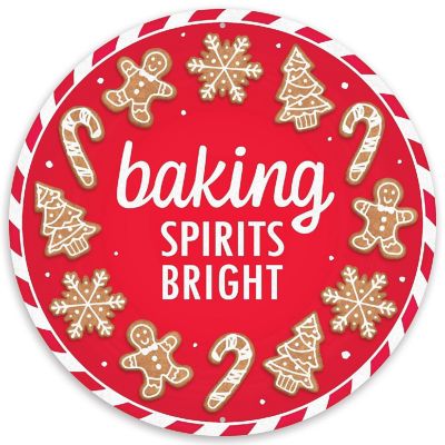 12" Metal Round Sign: Baking Spirits Bright Image 1