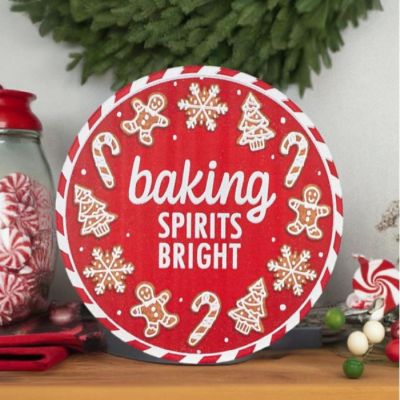 12" Metal Round Sign: Baking Spirits Bright Image 2
