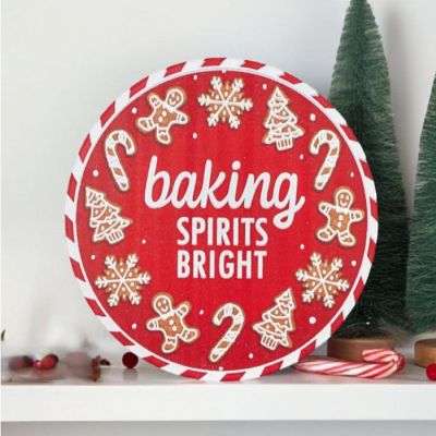 12" Metal Round Sign: Baking Spirits Bright Image 3