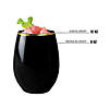 12 oz. Black with Gold Elegant Stemless Plastic Wine Glasses (32 Glasses) Image 2