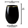12 oz. Black with Gold Elegant Stemless Plastic Wine Glasses (32 Glasses) Image 3
