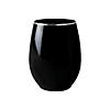 12 oz. Black with Silver Elegant Stemless Plastic Wine Glasses (32 Glasses) Image 1