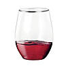 12 oz. Clear with Silver Elegant Stemless Plastic Wine Glasses (32 Glasses) Image 1