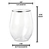 12 oz. Clear with Silver Elegant Stemless Plastic Wine Glasses (32 Glasses) Image 2