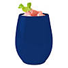 12 oz. Solid Navy Elegant Stemless Plastic Wine Glasses - (32 Glasses) Image 2