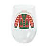 12 oz. Ugly Sweater Stemless Reusable Plastic Wine Glasses - 6 Ct. Image 1