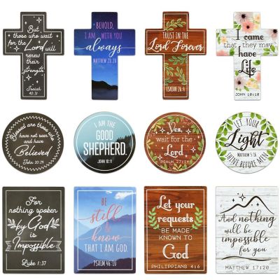 12-Pack Inspirational Refrigerator Magnets with Bible Verses, Scripture (3 Sizes) Image 1