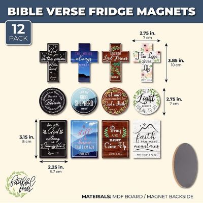 12-Pack Inspirational Refrigerator Magnets with Bible Verses, Scripture (3 Sizes) Image 2