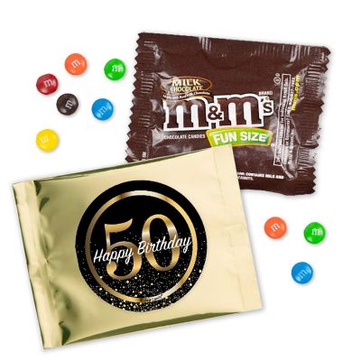 12 Pcs 50th Birthday Candy M&M's Party Favor Packs - Milk Chocolate Image 1