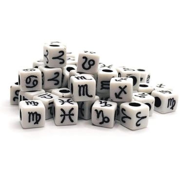 12 Pcs Acrylic Zodiac Beads Image 1