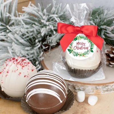 12 Pcs Christmas Hot Chocolate Bombs White Chocolate With Crushed Peppermint - Merry Christmas Image 1