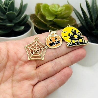 12 Pcs Enamel Halloween Mix Charms Image 1