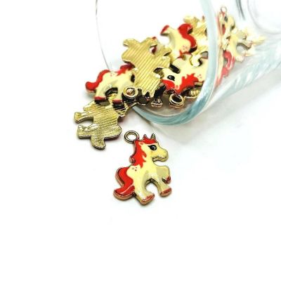 12 Pcs Pink and White Unicorn Charms Image 1