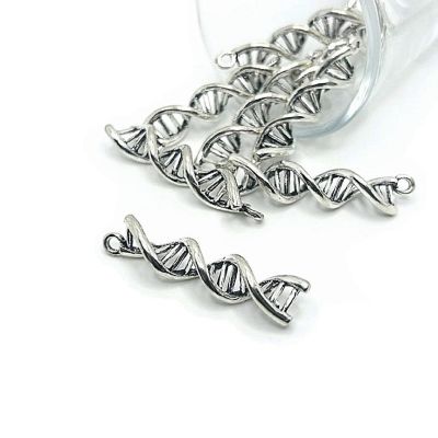 12 Pcs Silver DNA Helix Charms Image 1