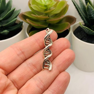 12 Pcs Silver DNA Helix Charms Image 1