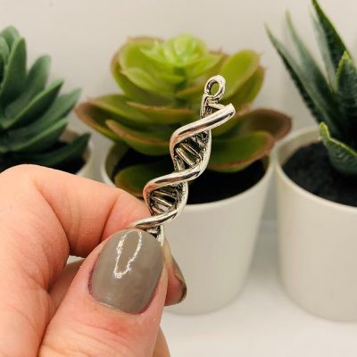 12 Pcs Silver DNA Helix Charms Image 3