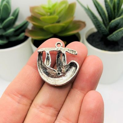 12 Pcs Silver Sloth on Branch Charms Image 2