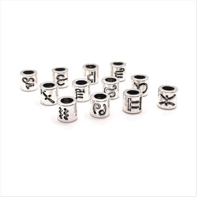 12 Pcs Silver Zodiac Bead Charm Sets Image 1