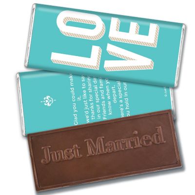 12 Pcs Wedding Candy Party Favors in Bulk Embossed Belgian Chocolate Bars - Love Image 1
