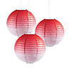 12" Red Ombre Hanging Paper Lanterns - 3 Pc. Image 1