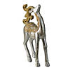 12" Silver and Gold Glitter Christmas TableTop Reindeer Figure Image 1
