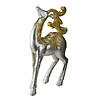 12" Silver and Gold Glitter Christmas TableTop Reindeer Figure Image 2