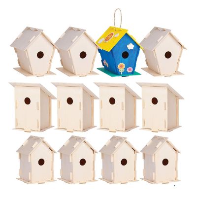 12 Wooden Birdhouses Crafts Set Image 1