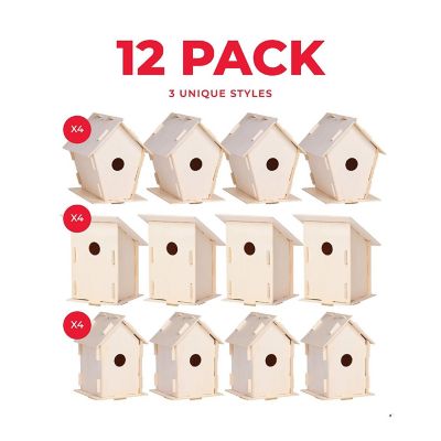 12 Wooden Birdhouses Crafts Set Image 2