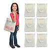12" x 13" DIY Large Classic Beige Canvas Tote Bags - 6 Pc. Image 1