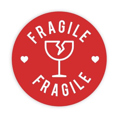 120 Red Fragile Glass Packaging Stickers Image 1