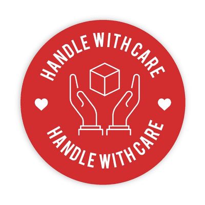 120 Red Handle with Care Stickers Image 2
