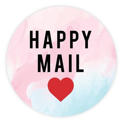 120 Watercolor Happy Mail, Red Heart Image 1