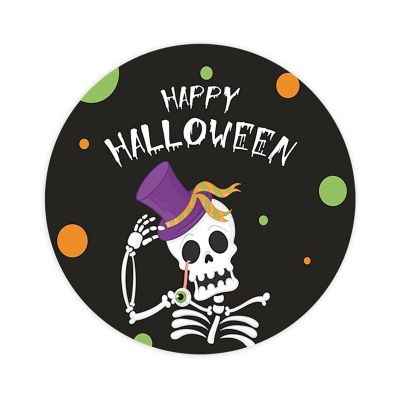 120PC Halloween Sticker Pack Skeleton with Top Hat Image 1