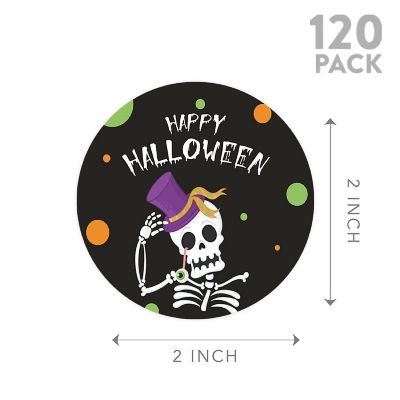 120PC Halloween Sticker Pack Skeleton with Top Hat Image 1