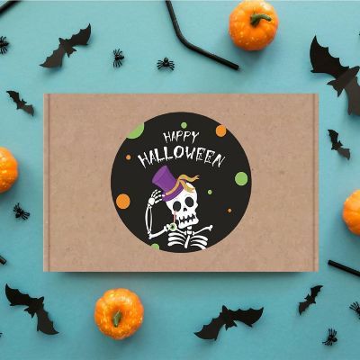 120PC Halloween Sticker Pack Skeleton with Top Hat Image 3