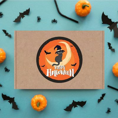 120PC Halloween Stickers Pack Cat on Crescent Moon Image 3