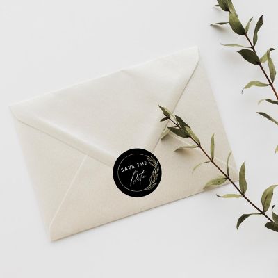 120PC Save The Date Black/Gold Leaf Fram Image 1