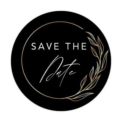 120PC Save The Date Black/Gold Leaf Fram Image 2