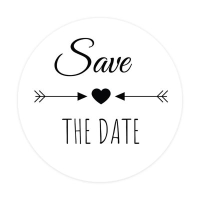 120PC Save The Date Black Heart/Arrow Image 1