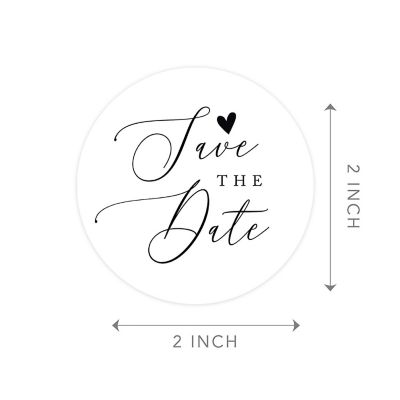 120PC Save The Date Calligraphy Heart Image 2
