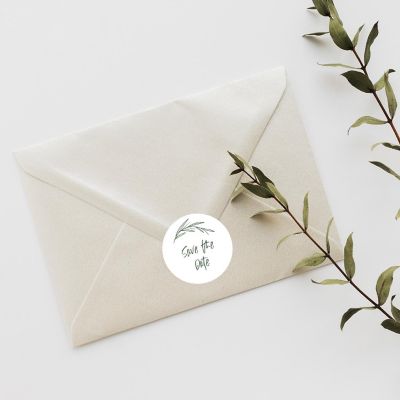 120PC Save The Date Green Minimal Leaf Image 1