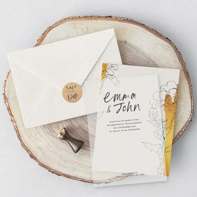 120PC Save The Date Kraft Modern Cursive Image 1