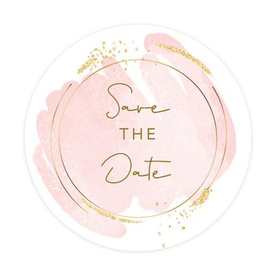 120PC Save The Date Pink Brush Watercolo Image 2