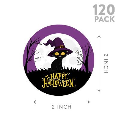 120PCS Halloween Stickers Pack Cute Black Cat Image 1