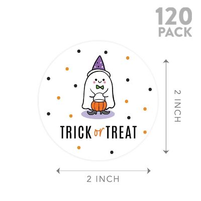 120PCS Halloween Stickers Pack Cute Ghost with Hat Image 1