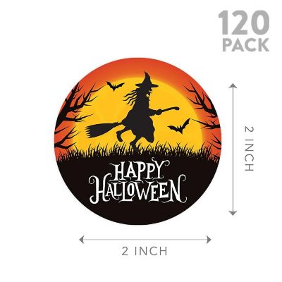 120PCS Halloween Stickers Pack Witch on Broom Image 1