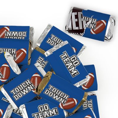 123 Pcs Blue Football Party Candy Favors Hershey's Miniatures Chocolate - Touchdown Image 1